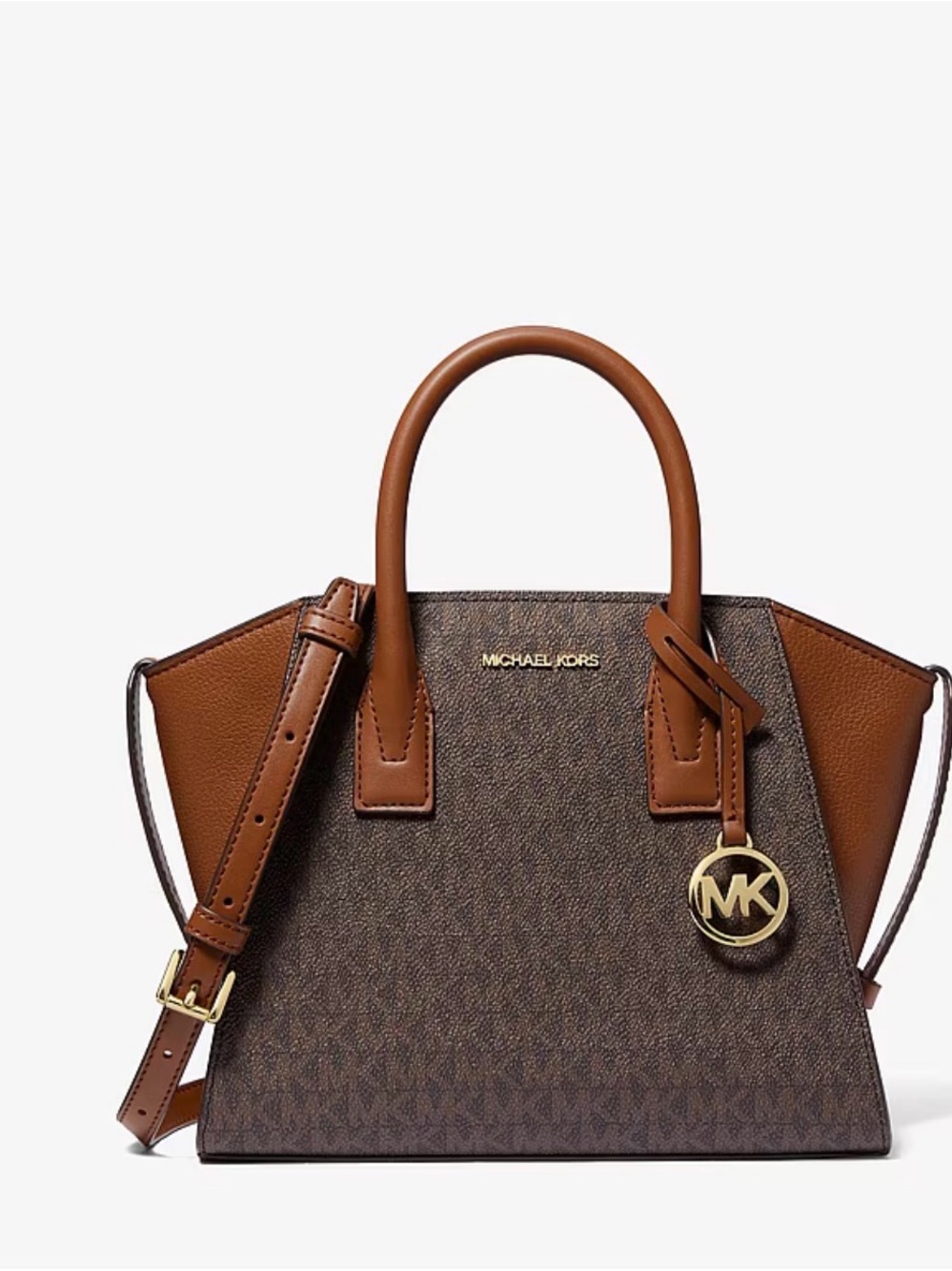 Michael Kors Brown and Tan Signature Logo Satchel
